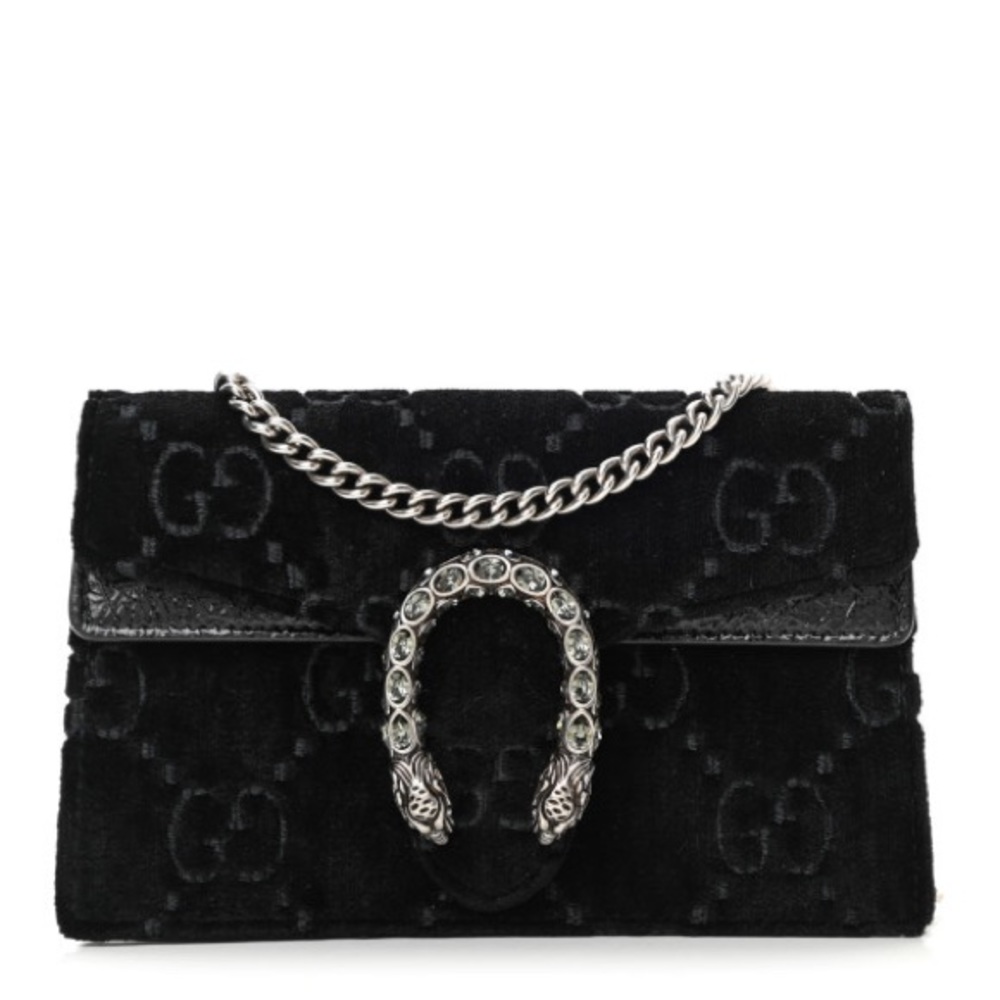 Velvet GG Monogram Super Mini Dionysus Shoulder Bag Black